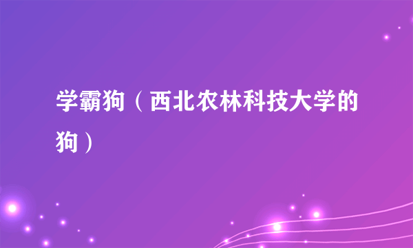 什么是学霸狗（西北农林科技大学的狗）