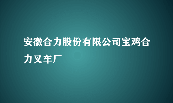 安徽合力股份有限公司宝鸡合力叉车厂