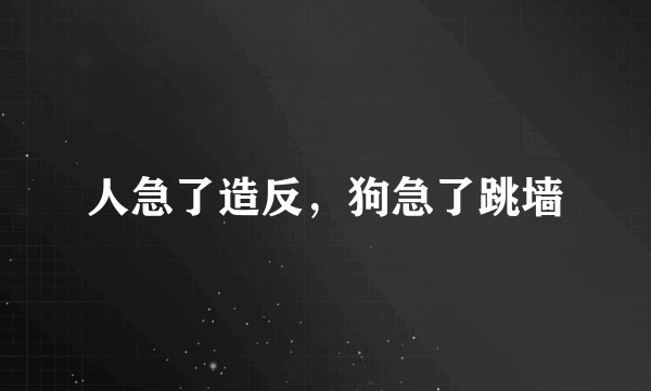 人急了造反，狗急了跳墙