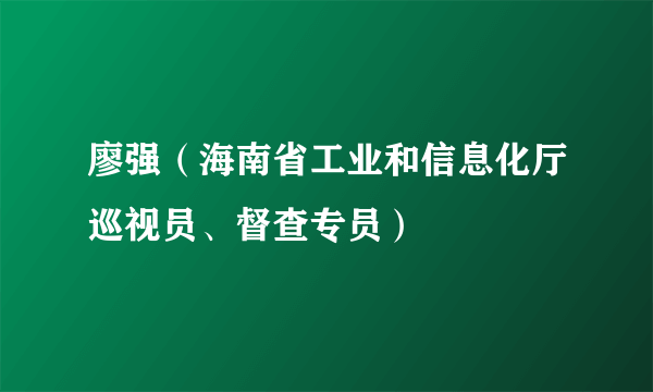 什么是廖强（海南省工业和信息化厅巡视员、督查专员）