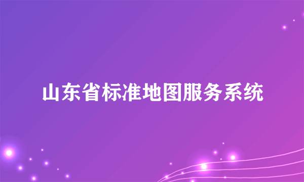 什么是山东省标准地图服务系统