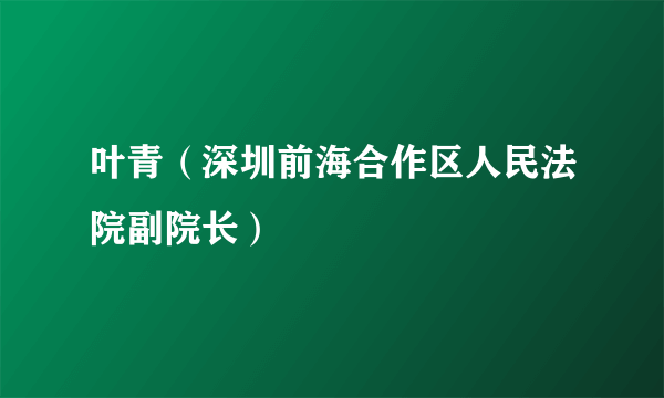 叶青（深圳前海合作区人民法院副院长）