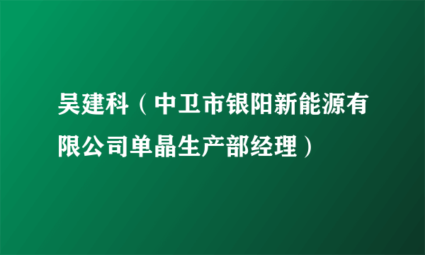 吴建科（中卫市银阳新能源有限公司单晶生产部经理）