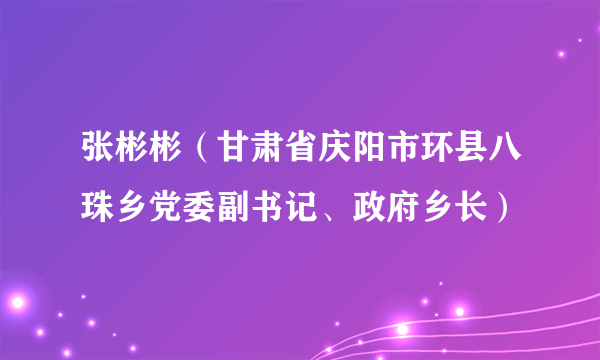 张彬彬（甘肃省庆阳市环县八珠乡党委副书记、政府乡长）