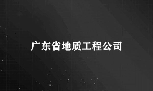 什么是广东省地质工程公司