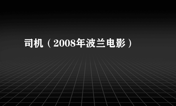 司机（2008年波兰电影）