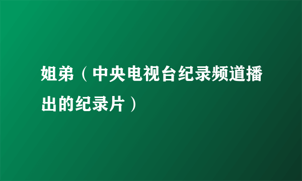 姐弟（中央电视台纪录频道播出的纪录片）