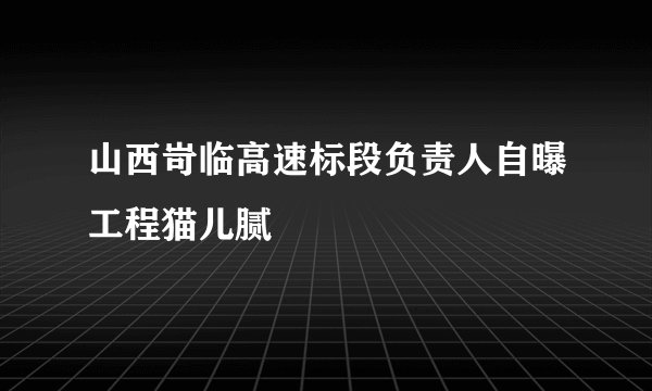 山西岢临高速标段负责人自曝工程猫儿腻