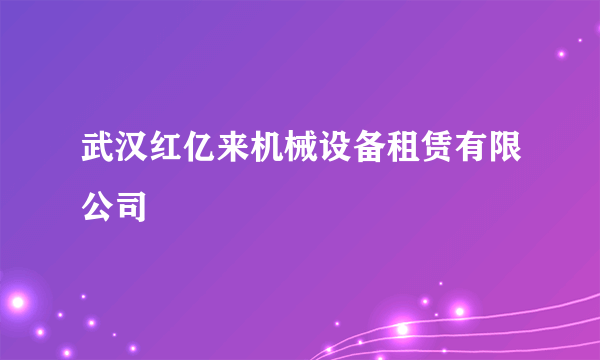 什么是武汉红亿来机械设备租赁有限公司