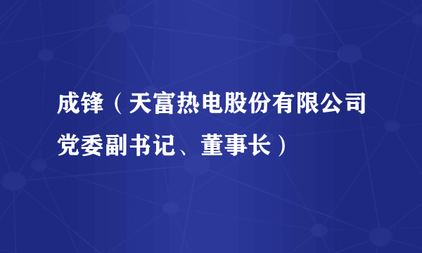 成锋（天富热电股份有限公司党委副书记、董事长）