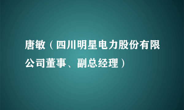 唐敏（四川明星电力股份有限公司董事、副总经理）