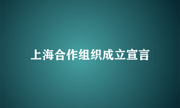 上海合作组织成立宣言