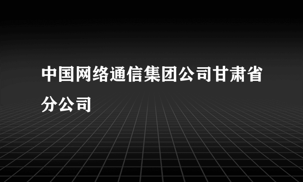 中国网络通信集团公司甘肃省分公司