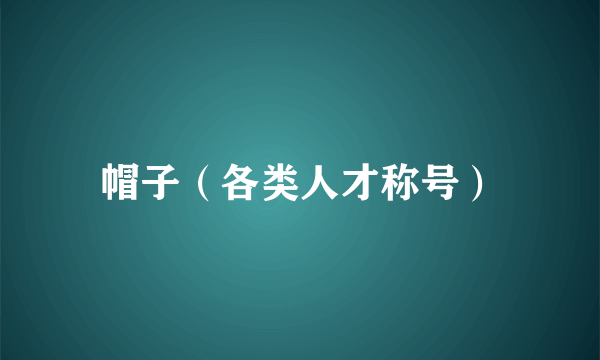 什么是帽子（各类人才称号）