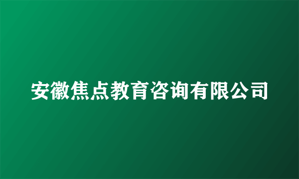 安徽焦点教育咨询有限公司