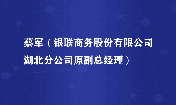 蔡军（银联商务股份有限公司湖北分公司原副总经理）