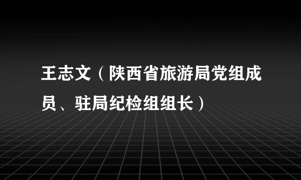 王志文（陕西省旅游局党组成员、驻局纪检组组长）