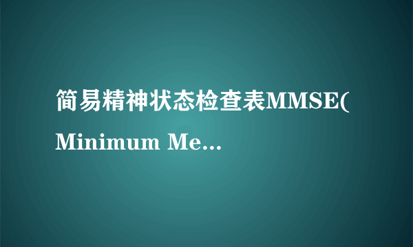 简易精神状态检查表MMSE( Minimum Mental State Examination)