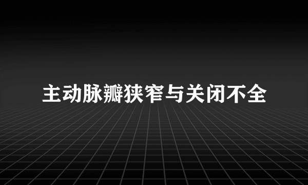 主动脉瓣狭窄与关闭不全