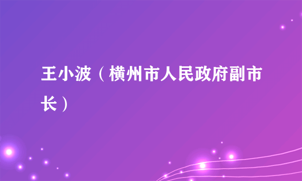 王小波（横州市人民政府副市长）