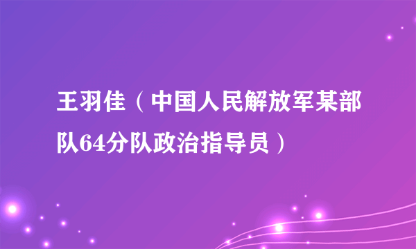 王羽佳（中国人民解放军某部队64分队政治指导员）