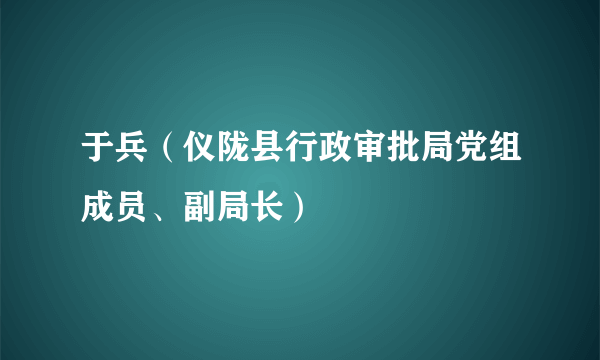 于兵（仪陇县行政审批局党组成员、副局长）