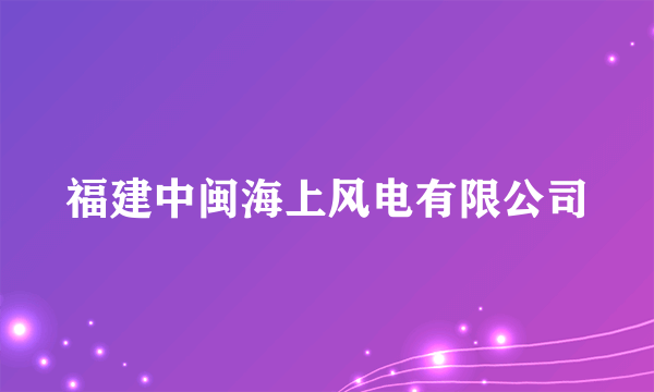 福建中闽海上风电有限公司