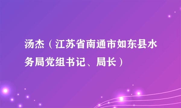 汤杰（江苏省南通市如东县水务局党组书记、局长）