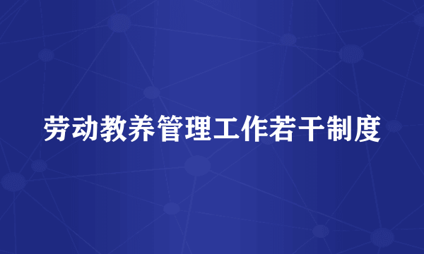 劳动教养管理工作若干制度