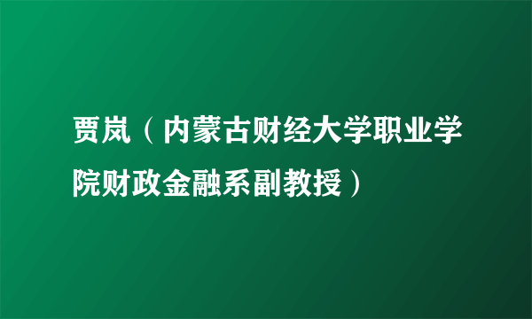 什么是贾岚（内蒙古财经大学职业学院财政金融系副教授）