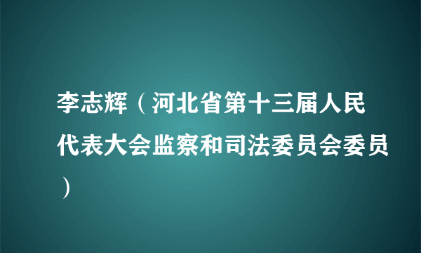 李志辉（河北省第十三届人民代表大会监察和司法委员会委员）