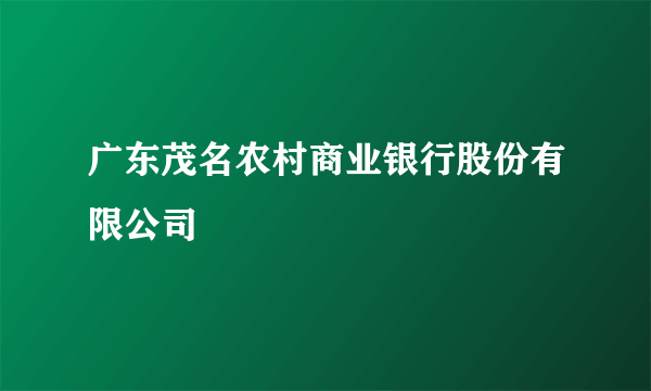 什么是广东茂名农村商业银行股份有限公司