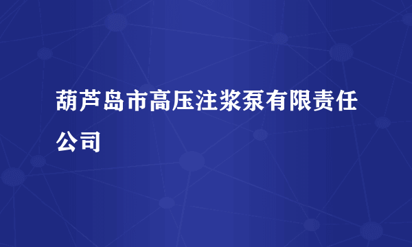 什么是葫芦岛市高压注浆泵有限责任公司