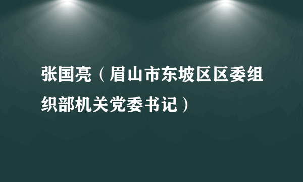 什么是张国亮（眉山市东坡区区委组织部机关党委书记）