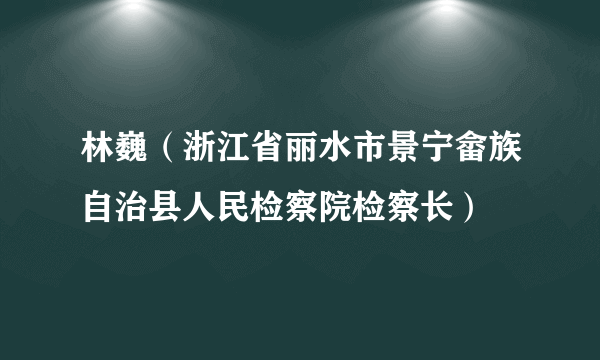 林巍（浙江省丽水市景宁畲族自治县人民检察院检察长）