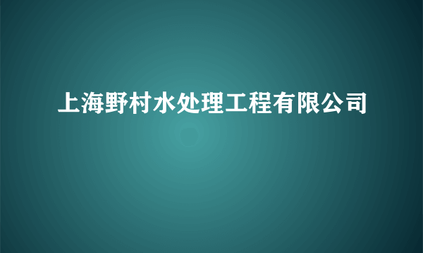 上海野村水处理工程有限公司