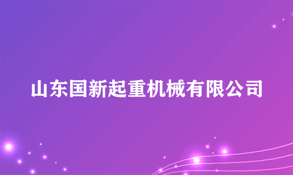 山东国新起重机械有限公司