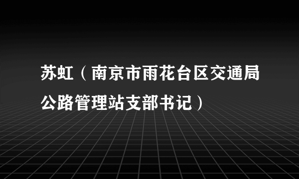 苏虹（南京市雨花台区交通局公路管理站支部书记）