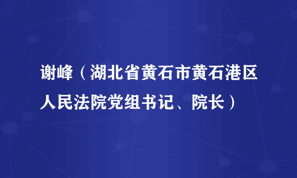 什么是谢峰（湖北省黄石市黄石港区人民法院党组书记、院长）