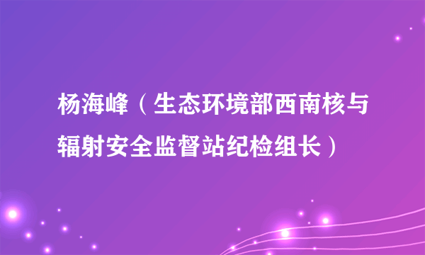 杨海峰（生态环境部西南核与辐射安全监督站纪检组长）