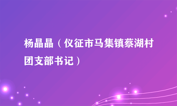 杨晶晶（仪征市马集镇蔡湖村团支部书记）