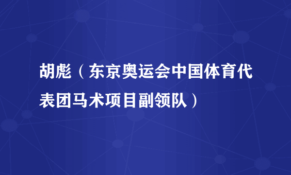 胡彪（东京奥运会中国体育代表团马术项目副领队）