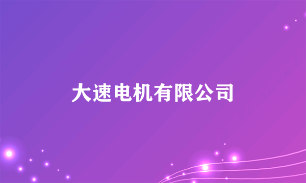 什么是大速电机有限公司