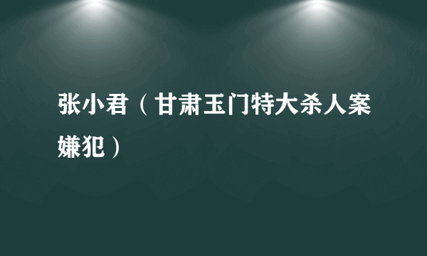 张小君（甘肃玉门特大杀人案嫌犯）