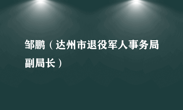 邹鹏（达州市退役军人事务局副局长）