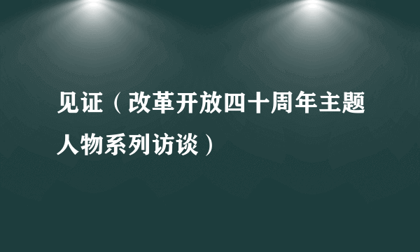 见证（改革开放四十周年主题人物系列访谈）