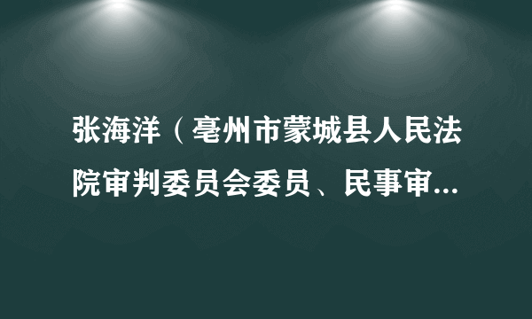 张海洋（亳州市蒙城县人民法院审判委员会委员、民事审判一庭庭长）