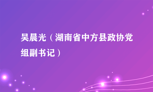 吴晨光（湖南省中方县政协党组副书记）