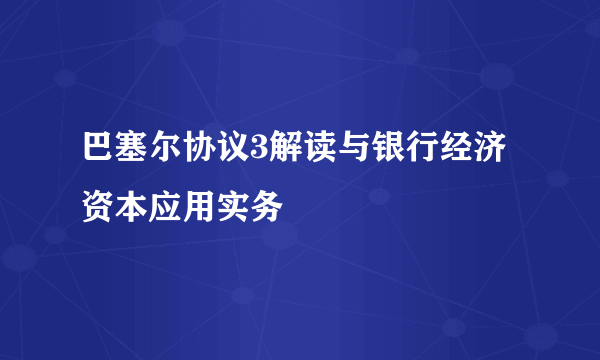 巴塞尔协议3解读与银行经济资本应用实务