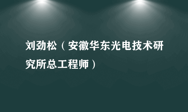 刘劲松（安徽华东光电技术研究所总工程师）